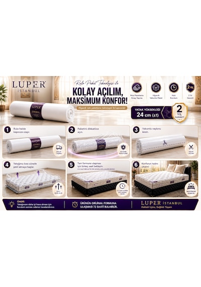 Luper Ultra Ortopedik Bel ve Sırt Destekli İstanbul Lu x uria Pedli Roll Pack Yaylı Yatak Luper Ultra Ortopedik Bel ve Sırt Destekli İstanbul Lu x uria Pedli Roll Pack Yaylı Yatak