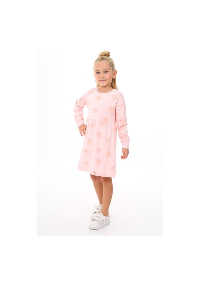 Toontoy Kids Toontoy Kız Çocuk Baskılı Elbise Pudra