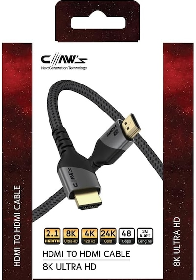 8k Uhd Hdmı 2.1 48 Gbps / 24k /alüminyum Gövdeli 8k 60hz-4k 120hz-2k 240hz-fhd 240hz Destekli 2 Metre Premium Hdmı Kablo C-hp-b1