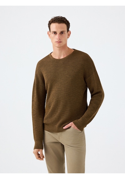 Regular Fit Erkek Kazak Camel