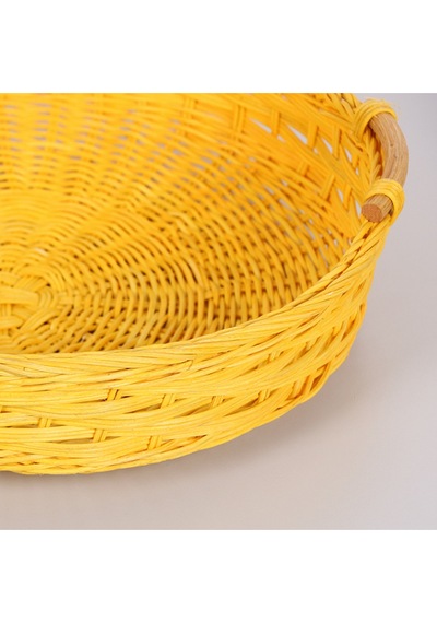 Rattan Kulp Tasarımlı Sarı 35x 7/8 Cm. Rattan Tepsi Sarı