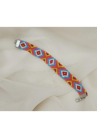 Bileklik Bohemian Etnik Retro Geometrik Dokuma 1 Adet Bilezik Kadın Kız Aksesuar Çok Renkli