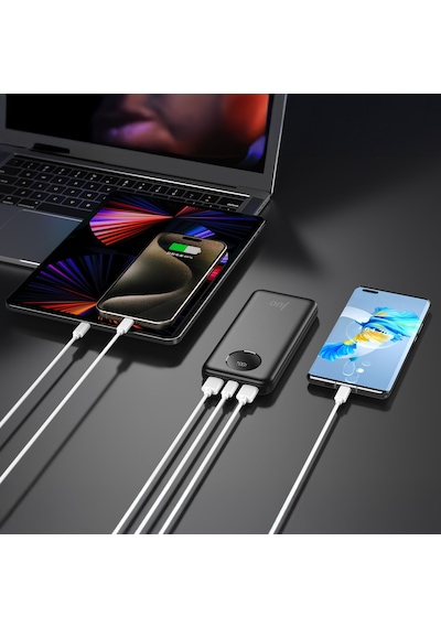 Juo MT03277 10000 mAh 22.5 W Dijital Led Ekranlı Taşınabilir Hızlı Şarj Powerbank Siyah