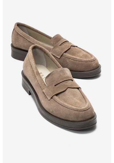 Luvishoes Luvi Shoes Pline Vizon Süet Hakiki Deri Kadın Loafer Ayakkabı Vizon
