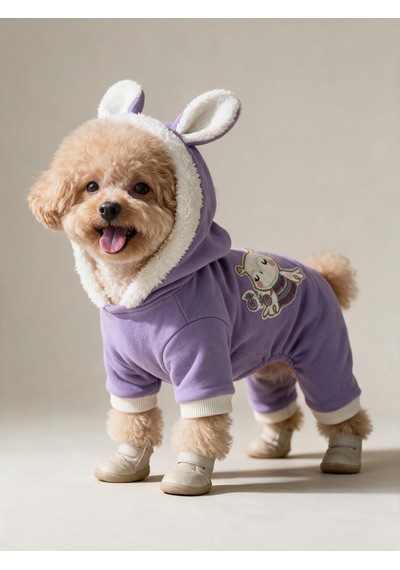 Bibelot Lavender Polar Köpek Tulumu Yumuşacık Ve Sıcacık Bunny Kulaklı Tulum