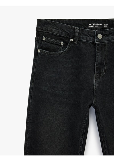 Koton Normal Bel Cepli Slim Fit Jean Pantolon- Brad Jean Siyah 6sam40177nd Siyah