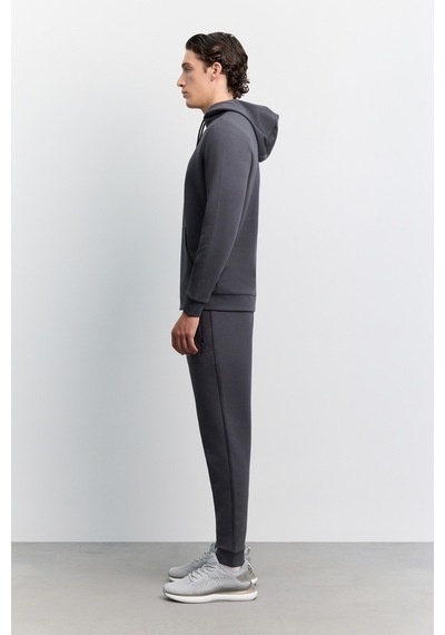 Avva Erkek Antrasit Kapüşonlu Kolay Ütülenebilir İnterlok Regular Fit Sweatshirt B001034