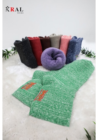 Kral Socks Kadın Termal Yarım Konç Soket Havlu Çorap 4 Çift Kışlık, Sıcak Tutan, Yumuşak Dokulu ASORTİ