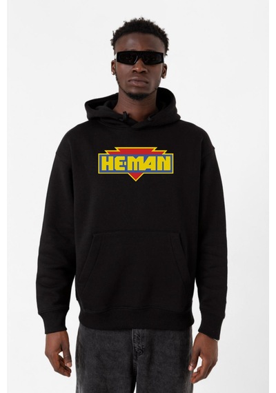 He Man Logo Siyah Erkek 3ip Kapşonlu Sweatshirt Siyah