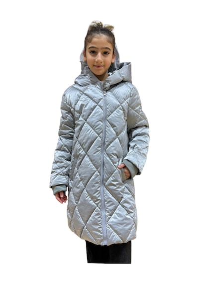 Kız Çocuk Kapüşonlu Kaban 51329 Gri
