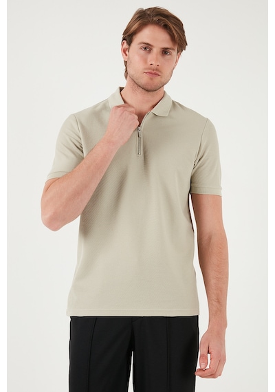 Buratti Pamuklu Regular Fit Fermuarlı Erkek Polo Yaka T Shirt 5902434 Taş