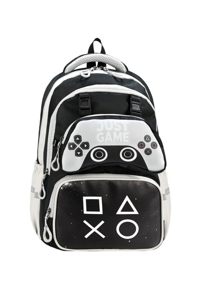 Game Over Baskılı Ortopedik Su Geçirmez Ultra Lüx Okul Çantası Termal Beslenme Ve Kalemlik Siyah