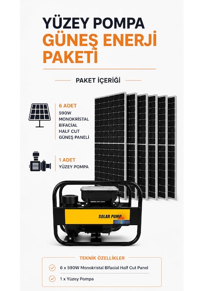 6 Panelli Yüzelsel Pompa Güneş Enerji Paketi