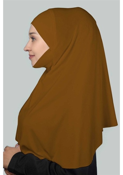 Altobeh Hazır Türban Peçeli Pratik Eşarp Tesettür Nikaplı Hijab - Namaz Örtüsü Sufle (XL) - Taba