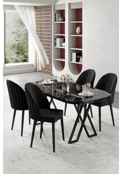 Canisa Kaye Serisi Mdf 90 X168 Siyah Mermer Desen Mutfak Masa Takımı 4 Siyah Sandalye Siyah Mermer Desen Masa Siyah Sandalye Canisa Kaye Serisi Mdf 90 X168 Siyah Mermer Desen Mutfak Masa Takımı 4 Siyah Sandalye Siyah Mermer Desen Masa Siyah Sandalye