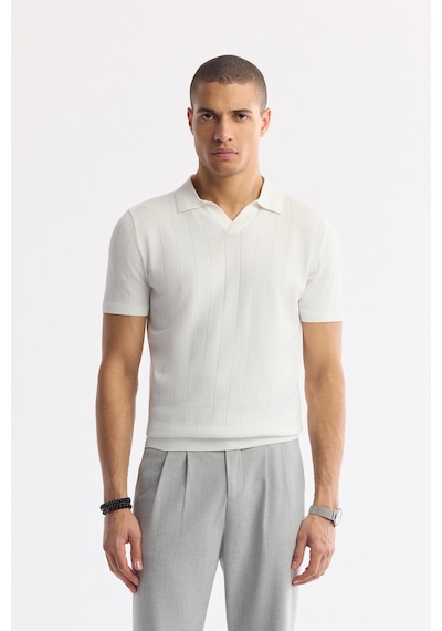 Avva Erkek Ekru Polo Yaka Rayon Triko Regular Fit T-shirt A51y5015