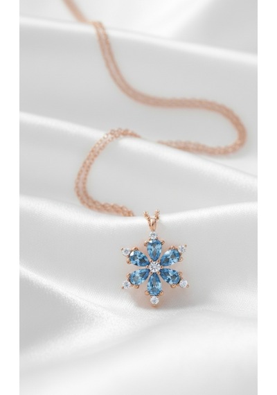 Çekirdekjewelry 925 Ayar Gümüş Kamelya Çiçeği Kolye Pembe
