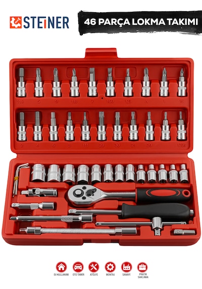 Steiner 46 Parça 1/4 Cırcırlı Anahtar Takımı Bits Uç Lokma Set