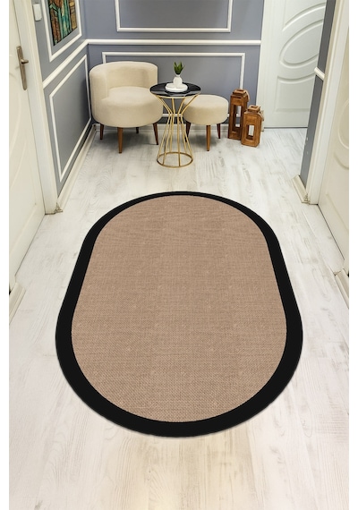 Modern Desenli Oval Dijital Baskı Kaymaz Taban Halı H0364 Renkli