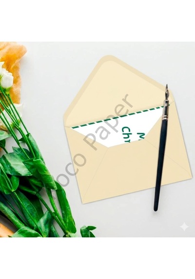 Krem Davetiye Zarfı, Dayanıklı Mat Tebrik Kartı Ve Mektup Zarfı Seti, 50 Adet, 13x18 Cm - 140 Gr
