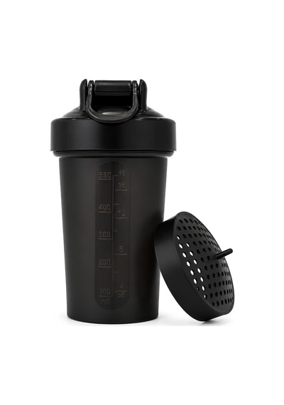 Gym Shaker 550 Ml Ölçekli Sızdırmaz Kapaklı Protein Shaker Siyah