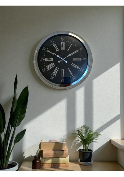 Dark Elegance 40 Cm Metal Krom Duvar Saati Çok Renkli
