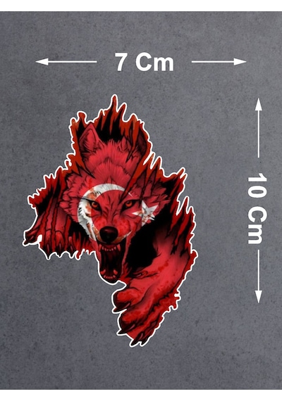 Kurt Gökbörü Ay Yıldızlı Kurt Sticker - Türk Gökbörü Börü Göktük Turan Sticker - 00244 10x7 Cm