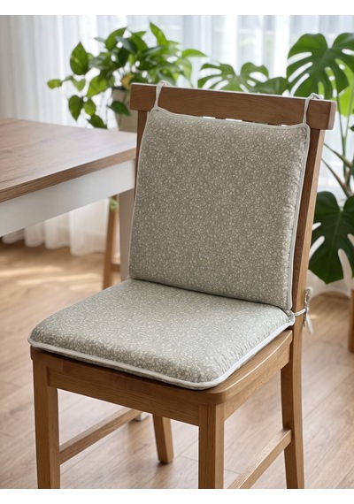 Bahçe Balkon Mutfak Kreş Sandalye Minderi Fermuarlı 40x40 6 Adet Yeşil Çiçekli 5 Cm Gri Sünger Yeşil - Beyaz