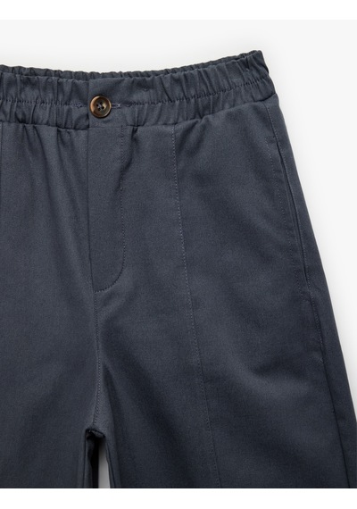 Koton Pamuklu Beli Lastikli Oversize Gabardin Pantolon Mavi 7wkb40014tw