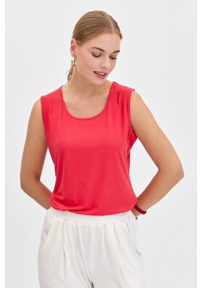 Kadın Sıfır Yaka Flamlı Kumaş Basic Askılı Tshirt Mercan MERCAN Kadın Sıfır Yaka Flamlı Kumaş Basic Askılı Tshirt Mercan MERCAN
