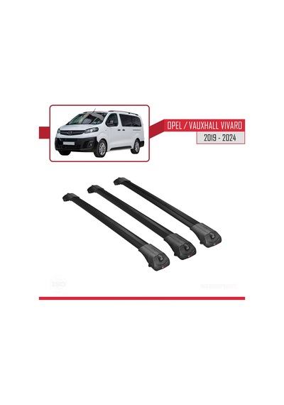 Opel / Vauxhall Vivaro 2019 Ve Sonrası İle Uyumlu Ace-1 Ara Atkı Tavan Barı Siyah 3 Adet Bar