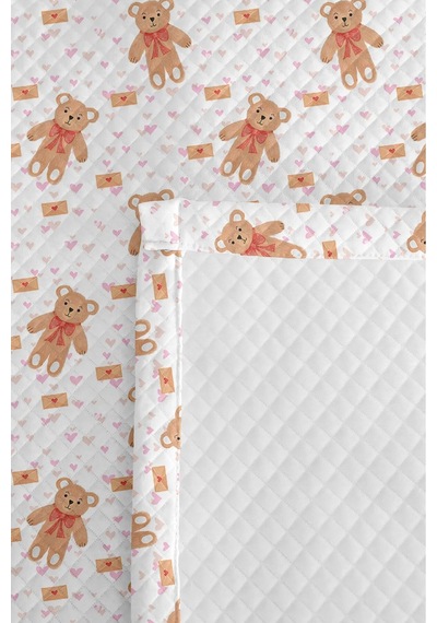 Evimde Bambaşka Ayıcıklı Pembe Kız Çocuk Pike Takımı - Kalpli Bej Bebek Odası Mevsimlik Yatak Örtüsü - 160x220 CM Evimde Bambaşka Ayıcıklı Pembe Kız Çocuk Pike Takımı - Kalpli Bej Bebek Odası Mevsimlik Yatak Örtüsü - 160x220 CM