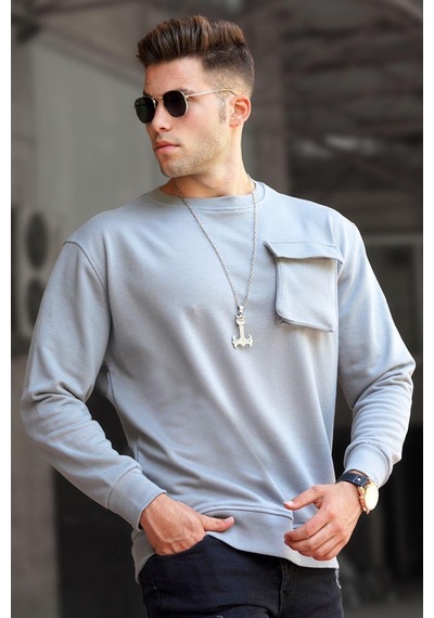 About Blank Madmext Boyalı Gri Bisiklet Yaka Sweatshirt 5320,boyalı Gri S Acı Kahverengi