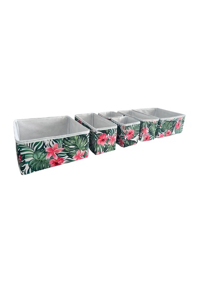 6'lı Çekmece İçi Çamaşır Düzenleyici Çocuk Odası Katlanır Saklama Kutusu Organizer Set-yeşil Yaprak Siyah