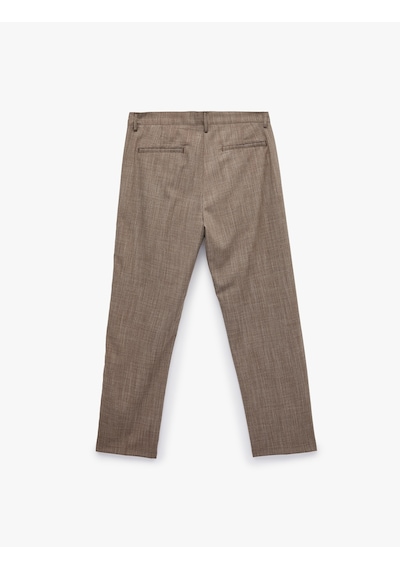 Koton Viskon Karışımlı Cepli Pileli Slim Fit Kumaş Pantolon Kahverengi 7wam40028hw Kahve