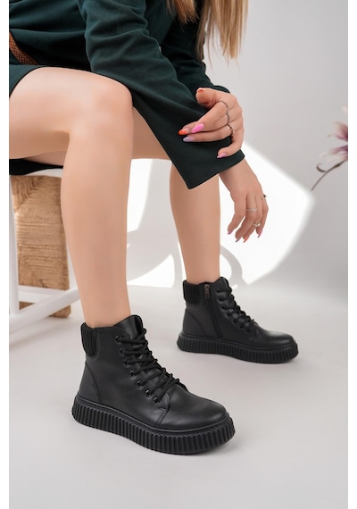 Nesilshoes Nesil Shoes Ermod 401 Siyah Kadın Postal Bot