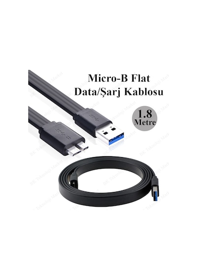 Usb 3.0 Micro-B Flat Data/Şarj Kablosu