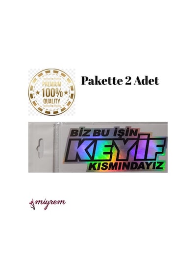 Miyrem Oto Aksesuar-biz Bu İşin Keyif Kısmındayız Hologramlı Siyah Yazı Sticker -13 X 6 Cm 13 X 6 Cm