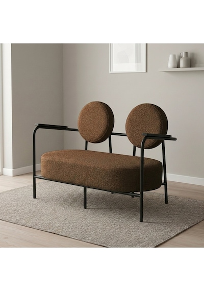Venüs İkili Koltuk Soft Kumaş Ofis Bekleme Koltuğu Siyah Metal İskeletli - Kahverengi Venüs İkili Koltuk Soft Kumaş Ofis Bekleme Koltuğu Siyah Metal İskeletli - Kahverengi