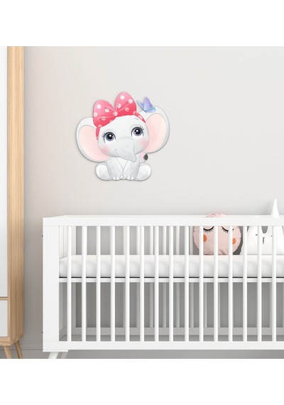 BK Gift Sevimli Fil Tasarımlı Çocuk Odası Ahşap Duvar Süsü-1