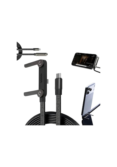 Store Type-c Pd 240w Örgülü Yassı Data Şarj Kablosu 480 Mbps Stand Özellikli