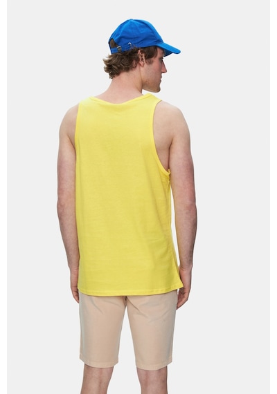 Ucla Pebble Açık Sarı Sıfır Kol Baskılı Oversize Erkek Tshirt Sarı
