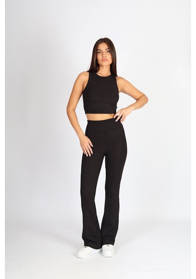 Soft&Basic Kadın 2'li Kaşkorse Raporlu Toparlayıcı İspanyol Paça Tayt Pantalon Siyah-kahverengi
