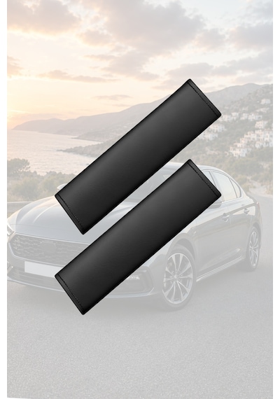 Renault Megane Uyumlu Deri Yastık Deri Kemer Koruyucu Set Siyah Lüks