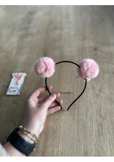Pembe Ponpon Kız Çocuk Tacı - Pembe