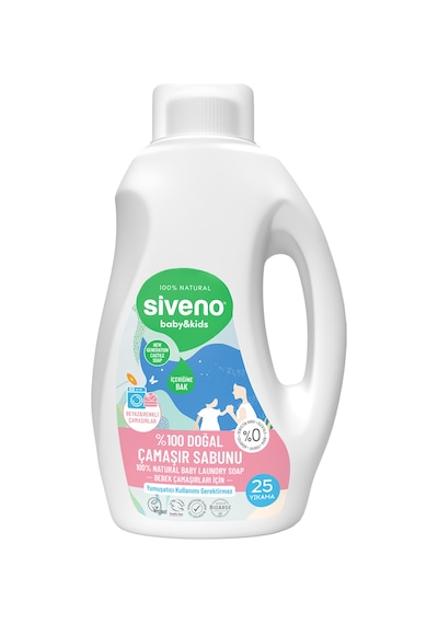Siveno %100 Doğal Bebek Çamaşır Sabunu Kendinden Yumuşatıcılı Bitkisel Deterjan Konsantre Vegan 750 ml