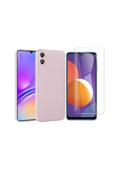 Samsung Galaxy A06 İle Uyumlu Kılıf Soft Yumuşak Telefon Kılıfı Ve Temperli Cam Ekran Koruyucu Rose Gold