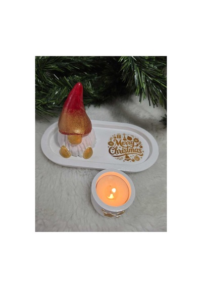 Noel Baba Biblo Ve Mumluklu Sunumluk Set-merry Chrislmas Sticker Yazı
