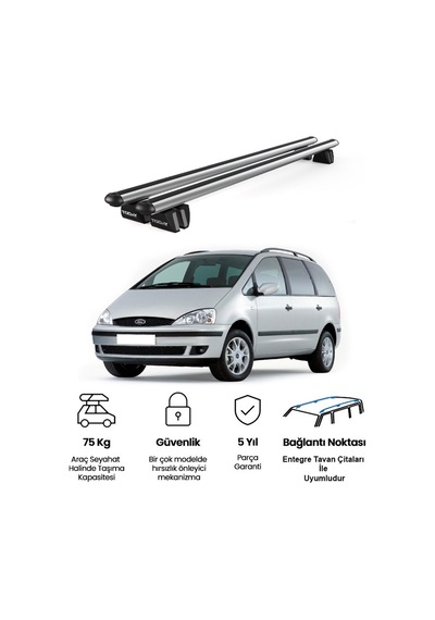 Pençe Ford Galaxy Ara Atkı 2001-2005 Uyumlu Gri Ara Atkı Port Bagaj Tavan Barı