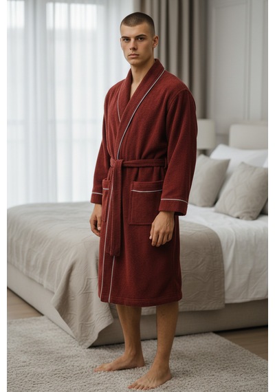 % 100 Pamuklu Laodikeia Kimono Bornoz Unisex Kadın Erkek Bordo